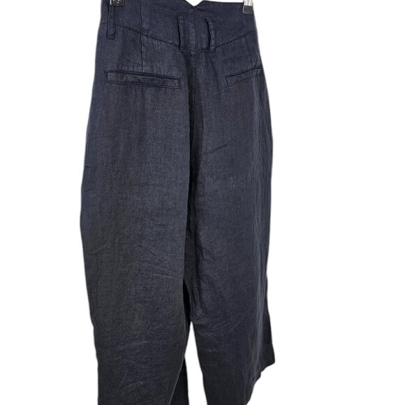 Anthropologie Linen Shirt-Tie Capri Pants Black Size 4 High Rise Cropped NWT - Picture 5 of 13